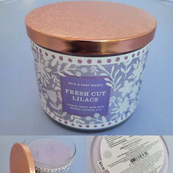 FRESH CUT LILACS COPPER LID NEW BBW BATH & BODY WORKS LARGE RETIRED CANDLE + LID - Picture 1 of 4
